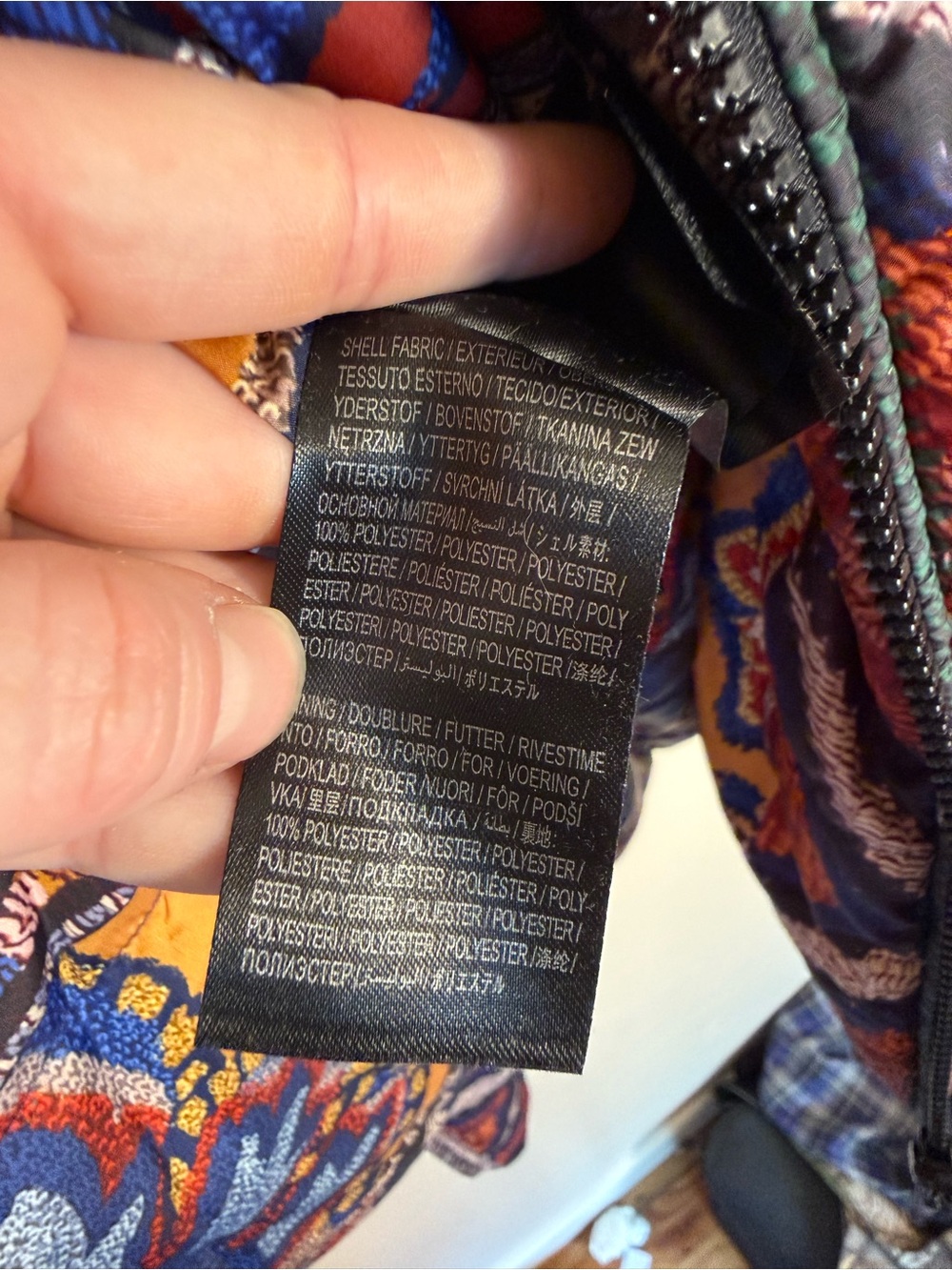 Farm Rio Black Sunset Tapestry Reversible Puffer Kimono Jacket Size XS - Picture 6 of 8